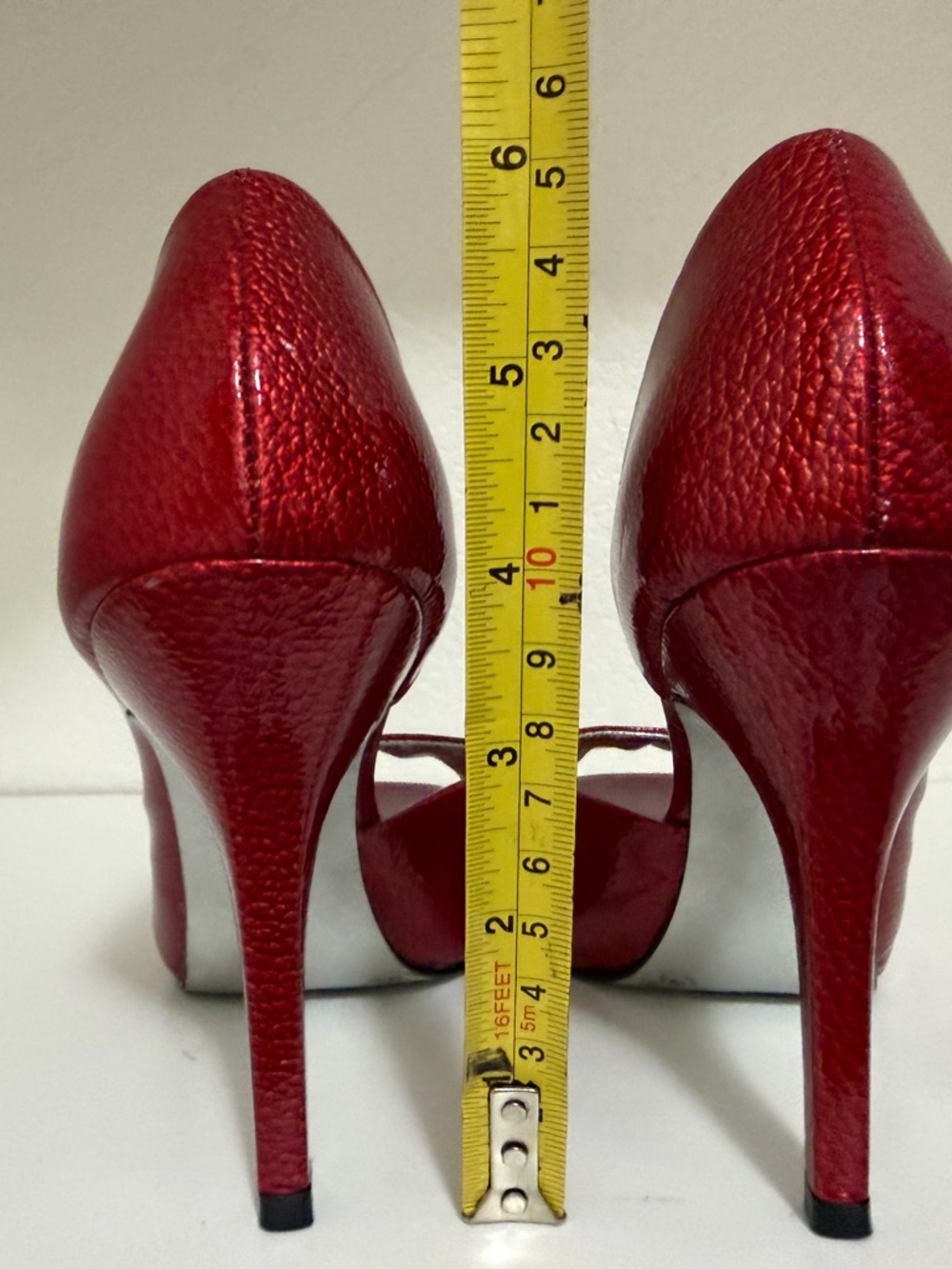 Jessica Simpson Metallic Red Peep-Toe Stiletto Heels - Picture 3 of 8